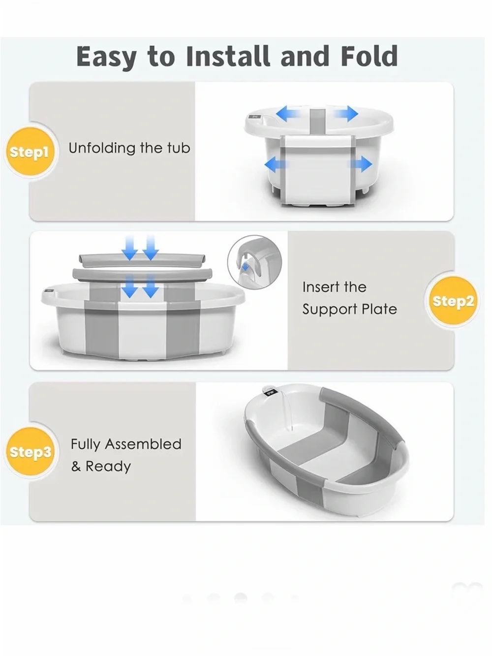 Collapsible Baby👶🏻Bathtub🛁w Cushion Thermometer🌡️& Drain Hole